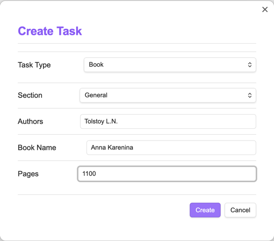Create task from Planned